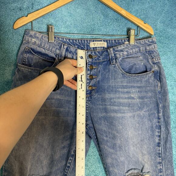 Vintage Guess Jeans Women’s 29 – TomBoy– Blue Distressed Denim Y2K Fits 32x26 - Picture 5 of 16